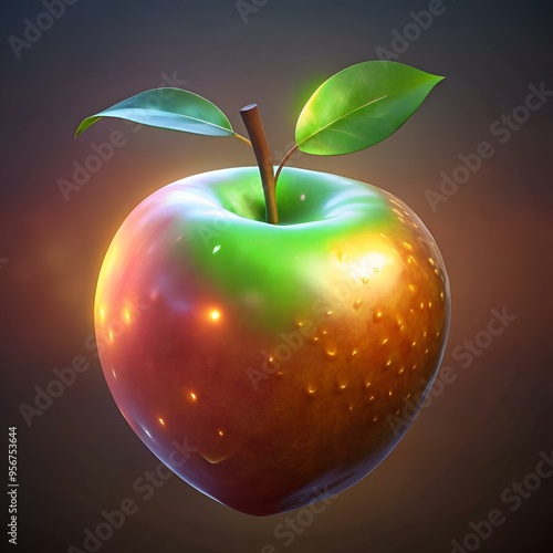 A vibrant 3D illustration of a Keitt mango. rendered in a realistic style with a glossy finish and subtle lighting effects. photo