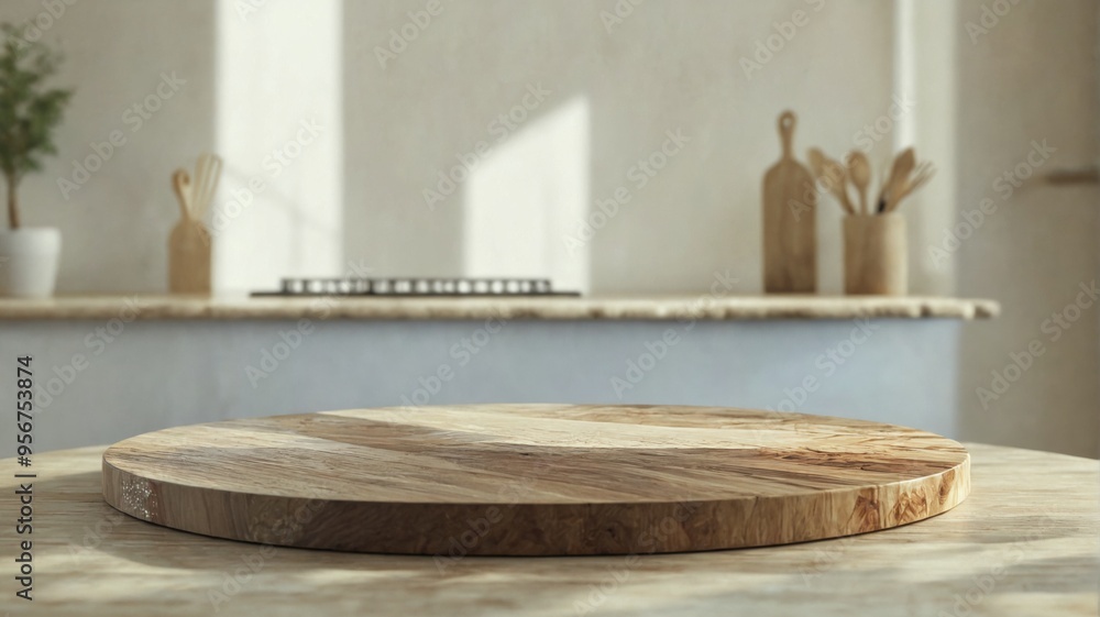 Round wooden cutting board table kitchen is made Empty beautiful Round wooden cutting board table kitchen is made Empty beautiful
