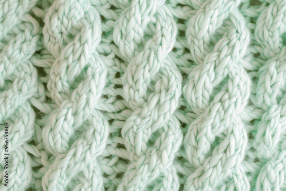 Light Mint Green Braided Knit Texture Close-Up Light Mint Green Braided Knit Texture Close-Up