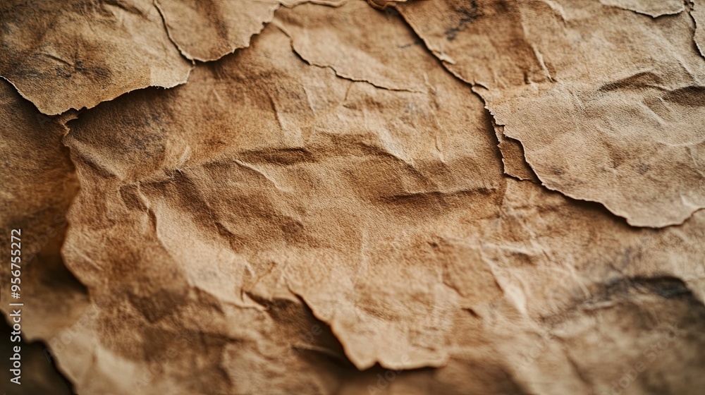 Close-up of Brown Wrinkled Paper Texture Close-up of Brown Wrinkled Paper Texture