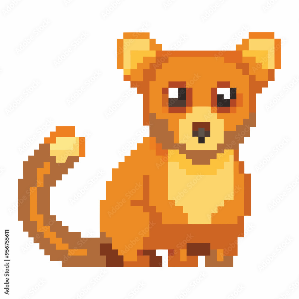 Pixel Art Cute Cartoon Animal with Orange Fur and Big Eyes Pixel Art Cute Cartoon Animal with Orange Fur and Big Eyes