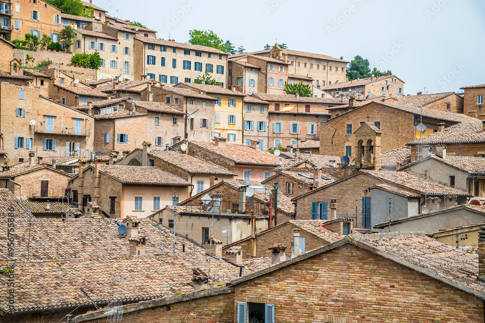 A view across the rooftops of the city of Urbino, Italy in summertime A view across the rooftops of the city of Urbino, Italy in summertime