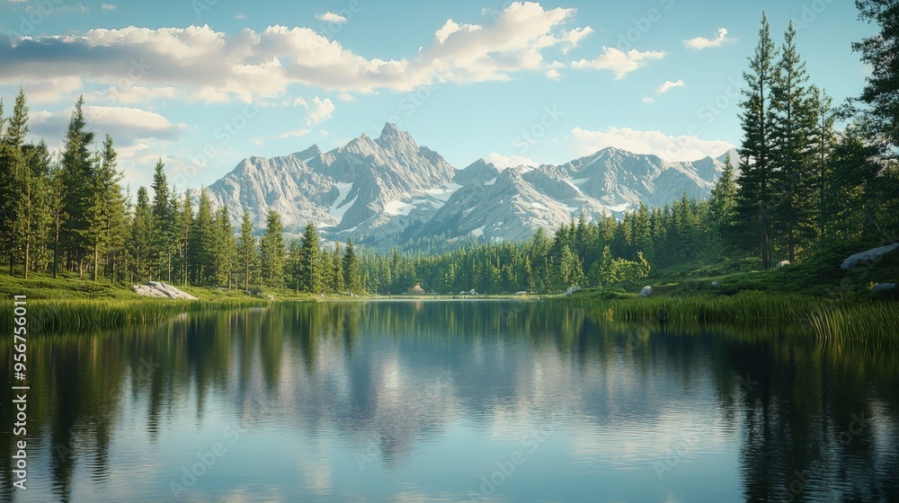 Mountain Lake with Reflection. Mountain Lake with Reflection.