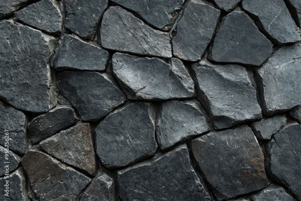 Fototapeta premium Close-up stone wall wall made up small irregularly Smooth Black
