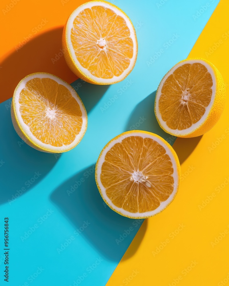 Top View of Citrus Fruits in Vivid Colors Top View of Citrus Fruits in Vivid Colors