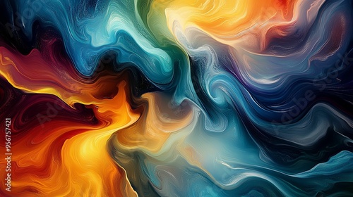 Abstract Swirling Pattern of Colors and Textures