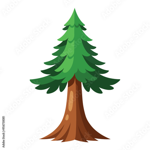 Illustration of Sequoia tree isolated on white