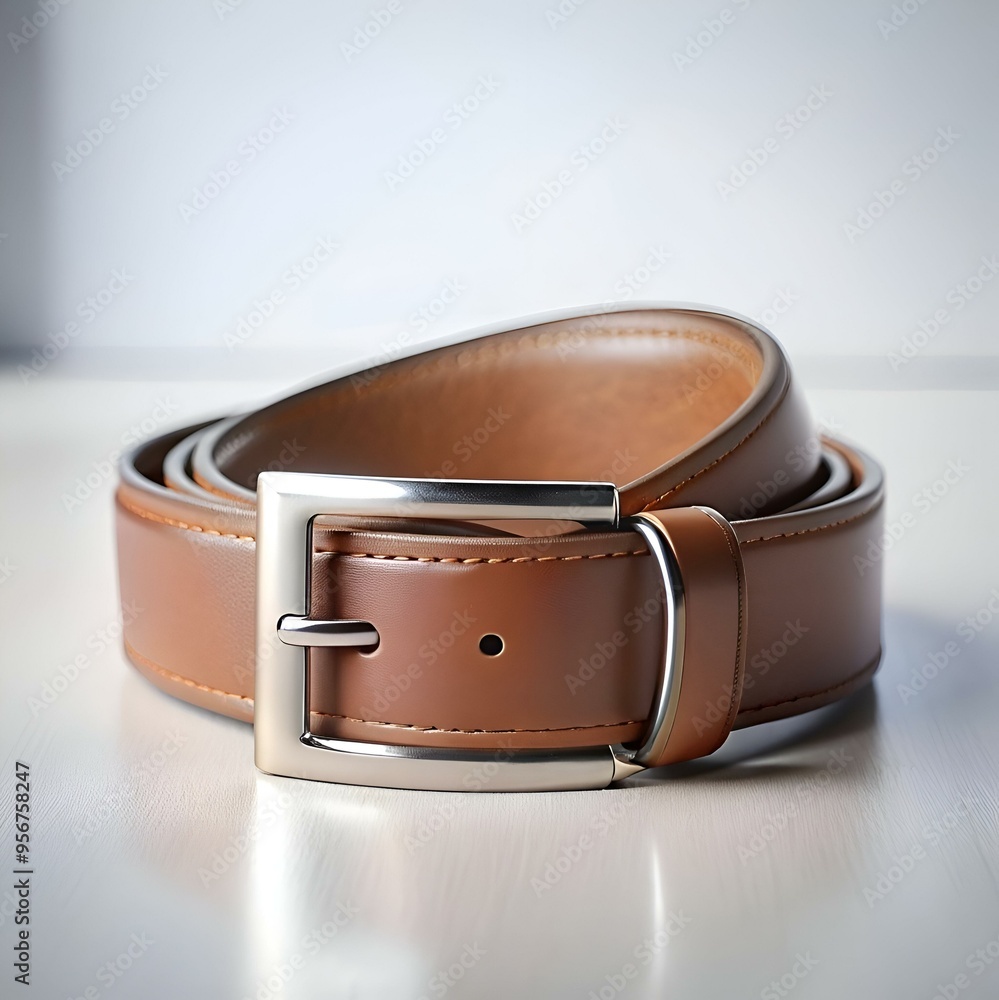 A high quality brown leather belt with a silver buckle. perfect for showcasing fashion accessories. style. and business attire. A high quality brown leather belt with a silver buckle. perfect for showcasing fashion accessories. style. and business attire.