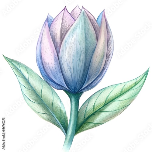 A delicate 3D illustration of a single tulip bud. drawn with soft pastel colors. perfect for adding a touch of elegance to your designs.