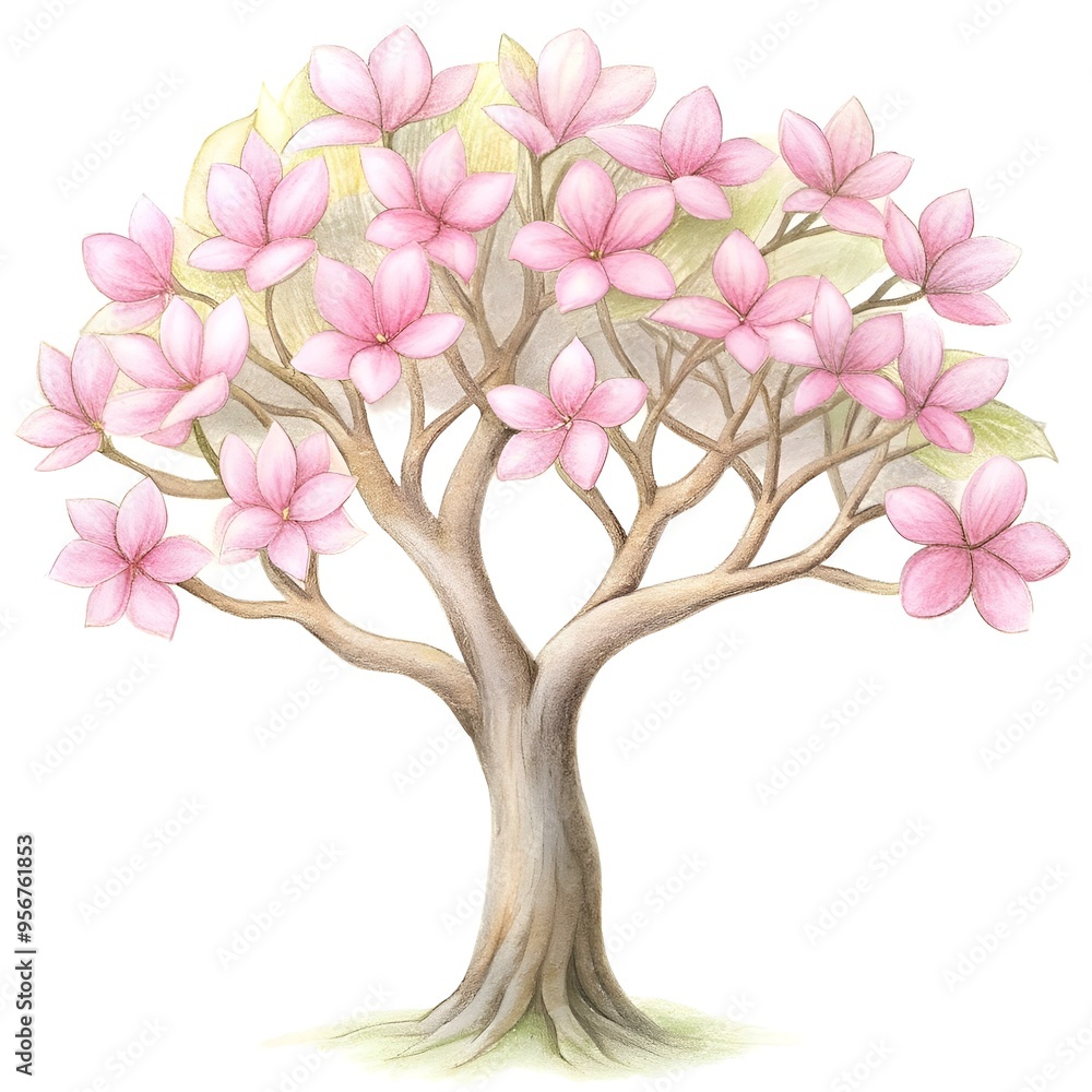 Obraz premium A beautifully rendered 3D illustration of a dogwood tree in full bloom. perfect for adding a touch of nature and beauty to your designs.