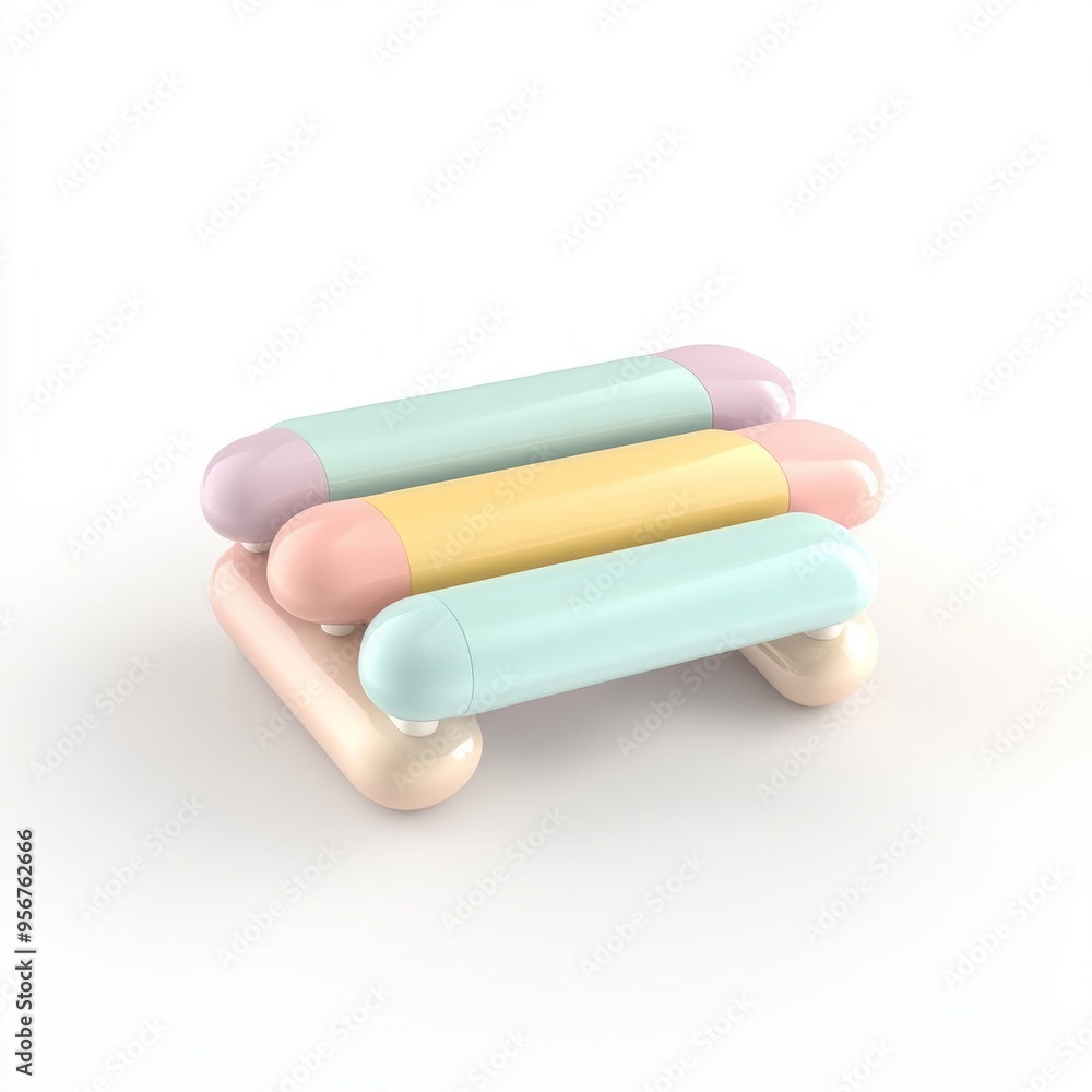 Cute Pastel Silver Xylophone - Minimalist 3D Illustration Cute Pastel Silver Xylophone - Minimalist 3D Illustration
