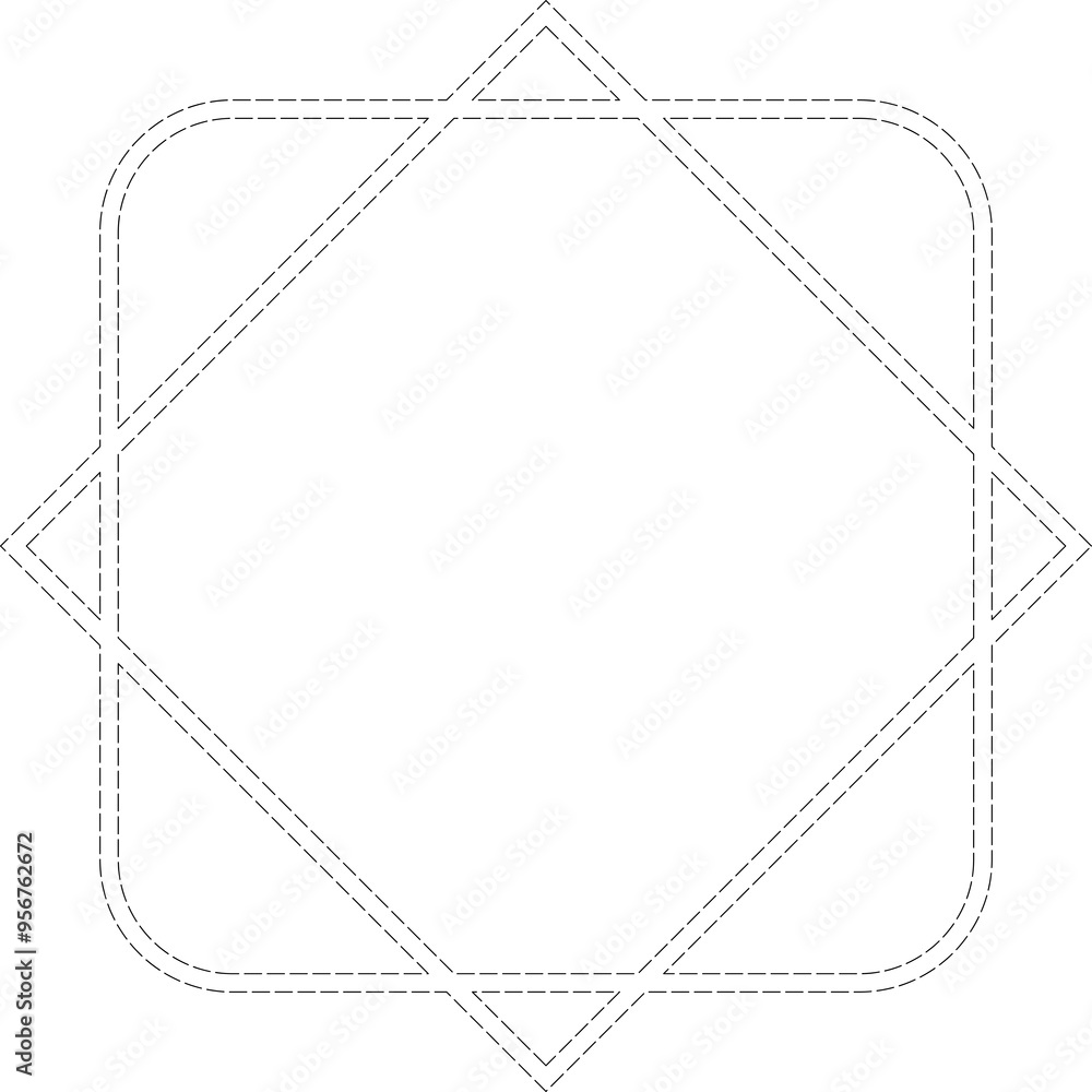Fototapeta premium Dashed square frame. Decorative vintage frames and border