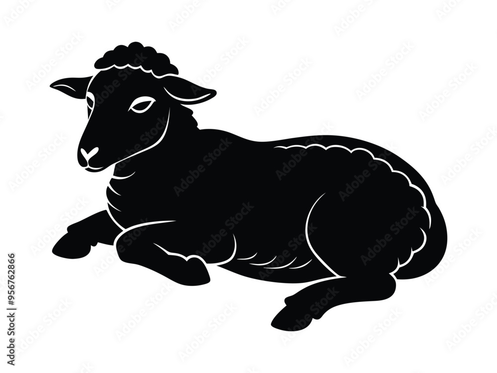 Obraz premium Lying Sheep Silhouette Illustrations