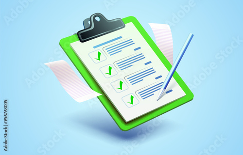 Clipboard communication, management service page, business paper. Vector