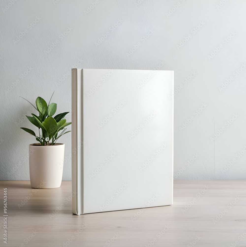 Blank white book mockup on a wooden table. perfect for showcasing your design or cover art. Blank white book mockup on a wooden table. perfect for showcasing your design or cover art.