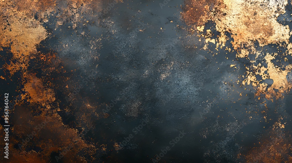 Abstract Texture with Gold Flakes and Black and Brown Paint Abstract Texture with Gold Flakes and Black and Brown Paint
