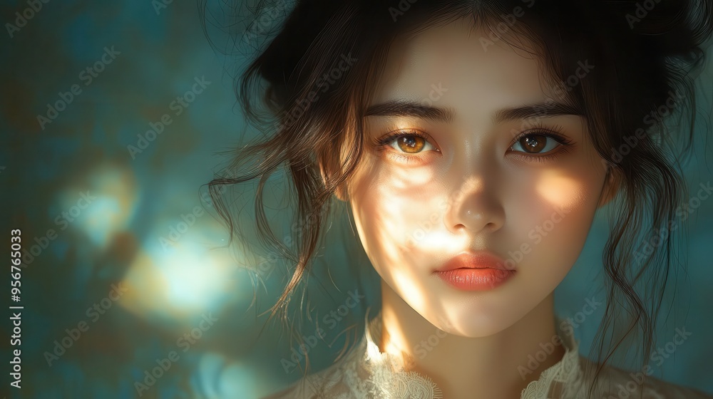 striking chiaroscuro portrait of vietnamese woman deep shadows dramatic lighting photorealistic details contemplative expression striking chiaroscuro portrait of vietnamese woman deep shadows dramatic lighting photorealistic details contemplative expression