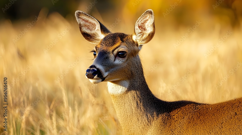 Majestic Deer in Serene Meadow,Natural Telephoto Closeup with Soft Bokeh Majestic Deer in Serene Meadow,Natural Telephoto Closeup with Soft Bokeh