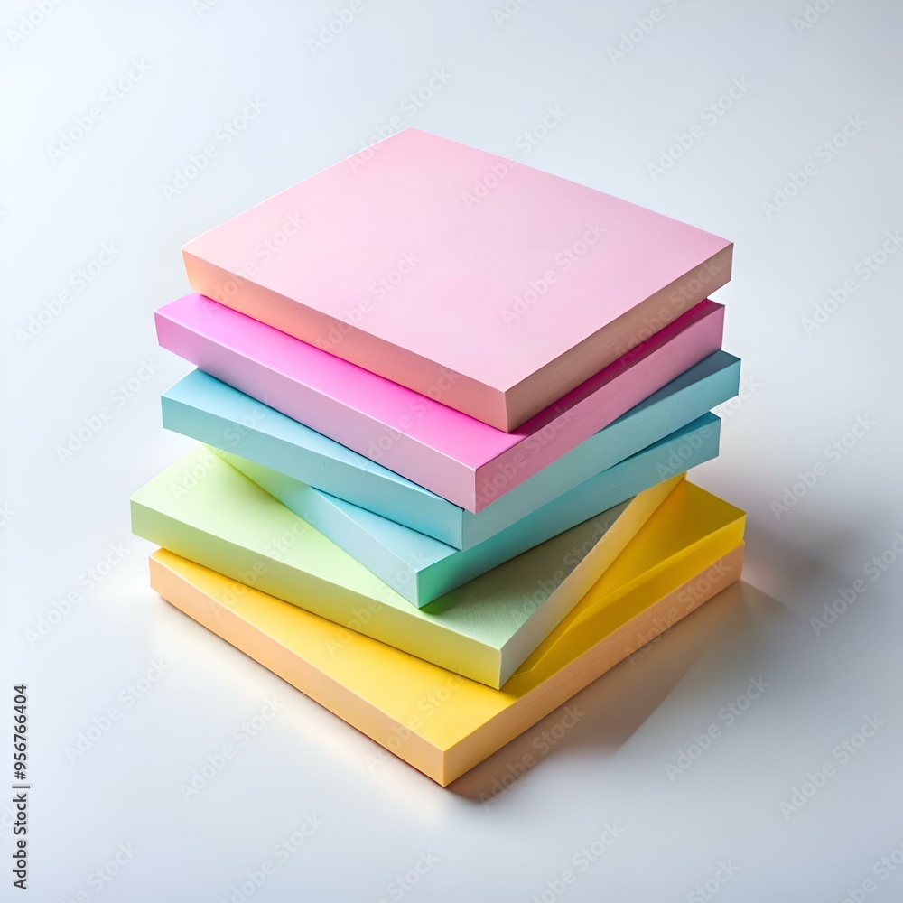 A stack of colorful sticky notes in pink. yellow. green. blue. and light blue. perfect for adding a pop of color to your notes. reminders. and to do lists. A stack of colorful sticky notes in pink. yellow. green. blue. and light blue. perfect for adding a pop of color to your notes. reminders. and to do lists.