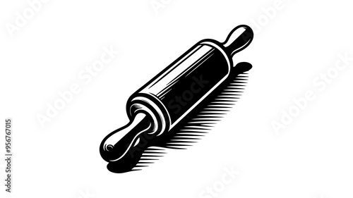Rolling pin silhouette vector illustration.