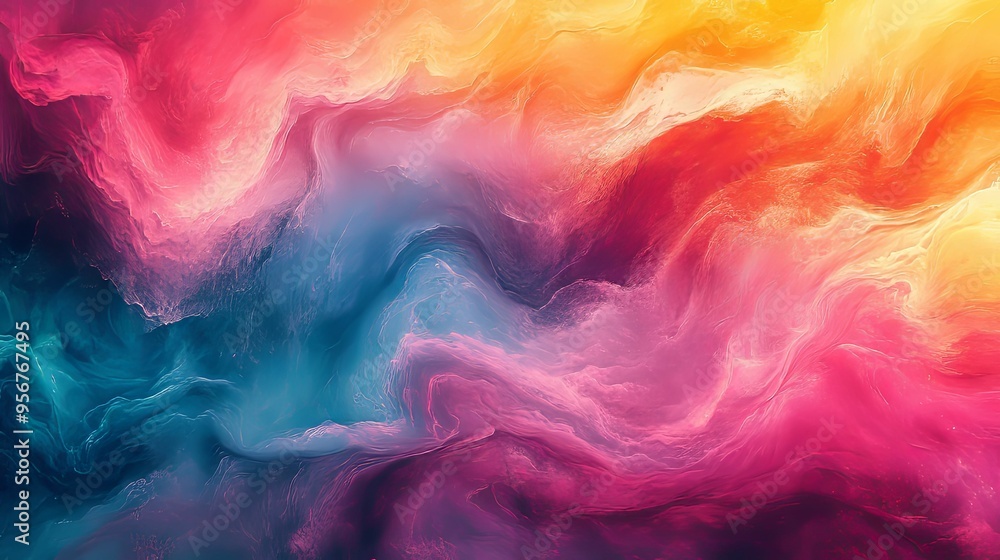 Abstract Swirling Color Pattern with Blues, Pinks, and Yellows Abstract Swirling Color Pattern with Blues, Pinks, and Yellows