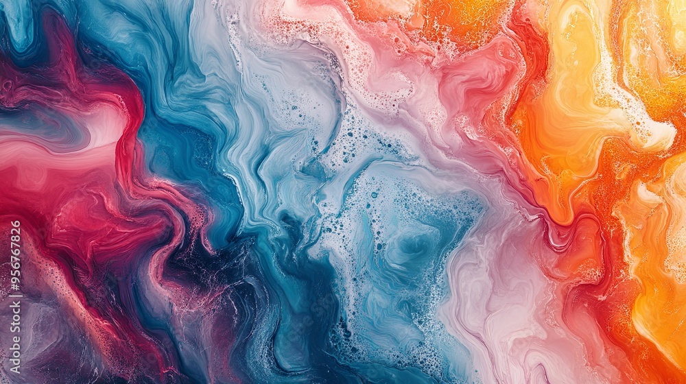 Abstract Swirling Liquid Paint in Vibrant Hues Abstract Swirling Liquid Paint in Vibrant Hues