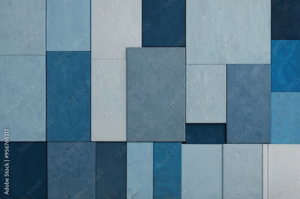 Fototapeta premium Minimalistic abstract shapes in various shades of blue
