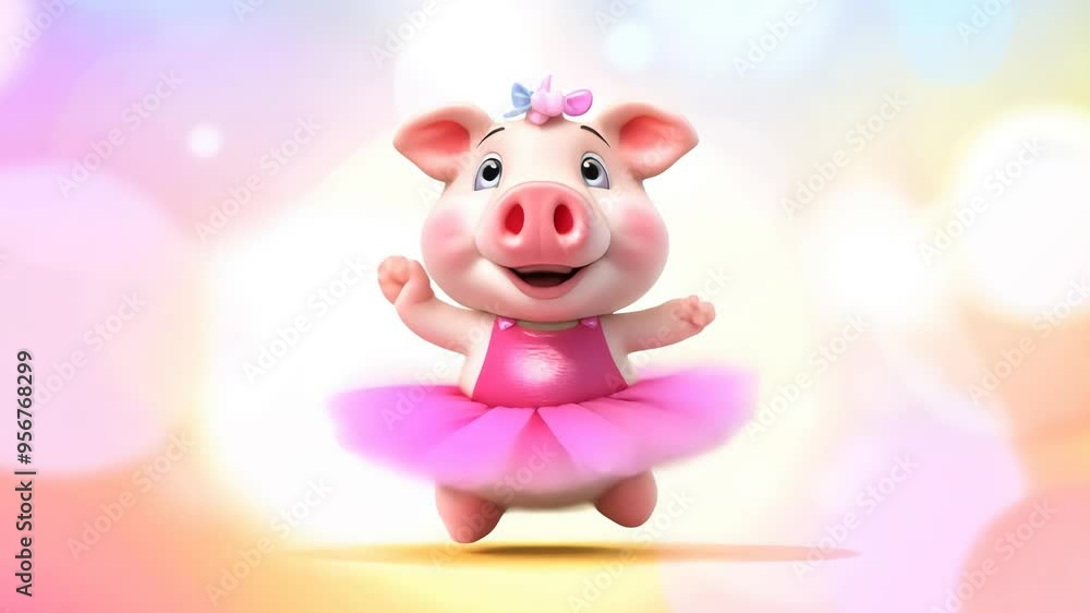 3d cute pig in tutu. Generative Ai