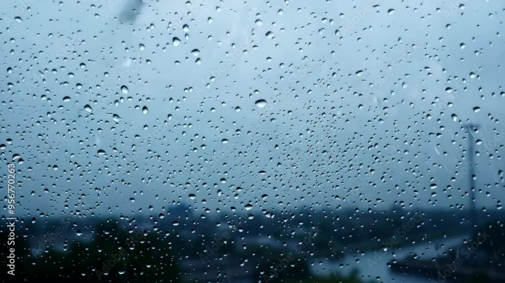 Heavy rain falling on a window surface during rainy days. Detailed water droplets and dynamic rain patterns.
Heavy rain falling on a window surface during rainy days. Detailed water droplets and dynamic rain patterns.