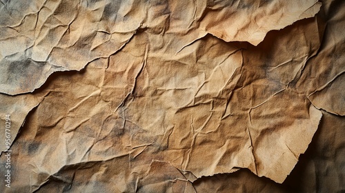 Crumpled and Aged Leather Texture with Torn Edges