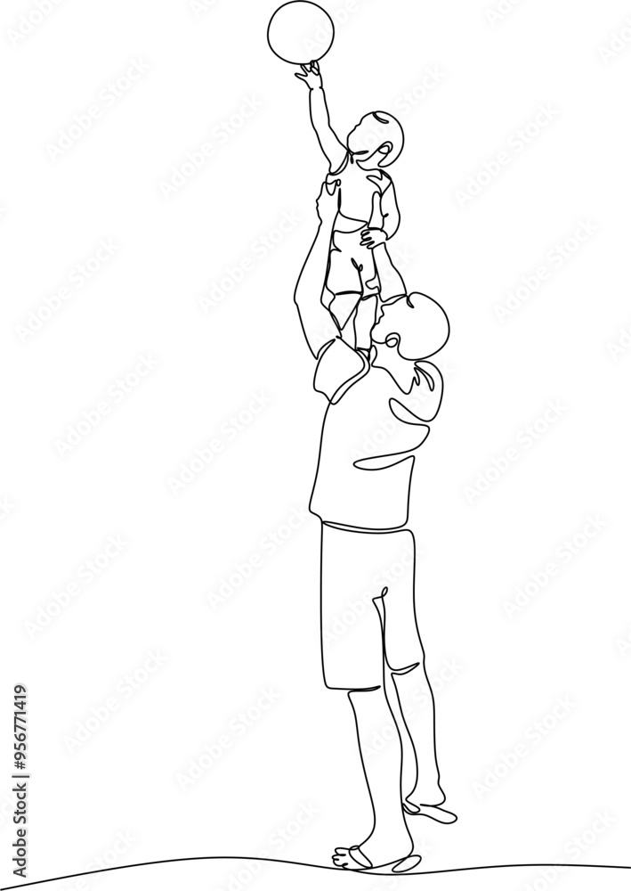 Vector drawing of father with childю. Father's Day Vector drawing of father with childю. Father's Day