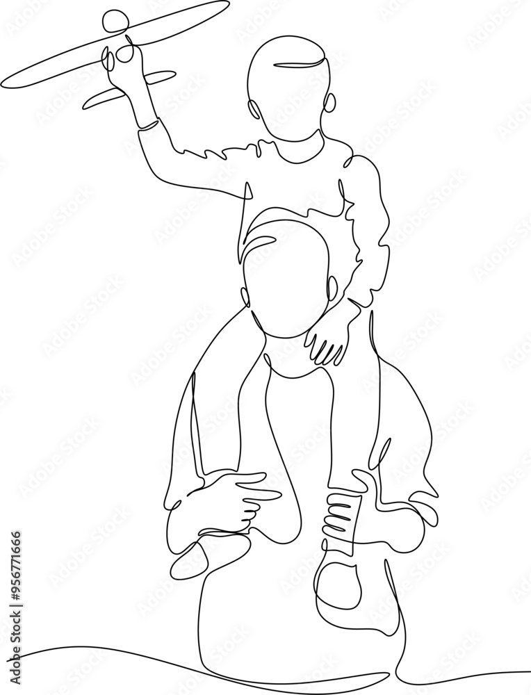 Vector drawing of father with childю. Father's Day Vector drawing of father with childю. Father's Day