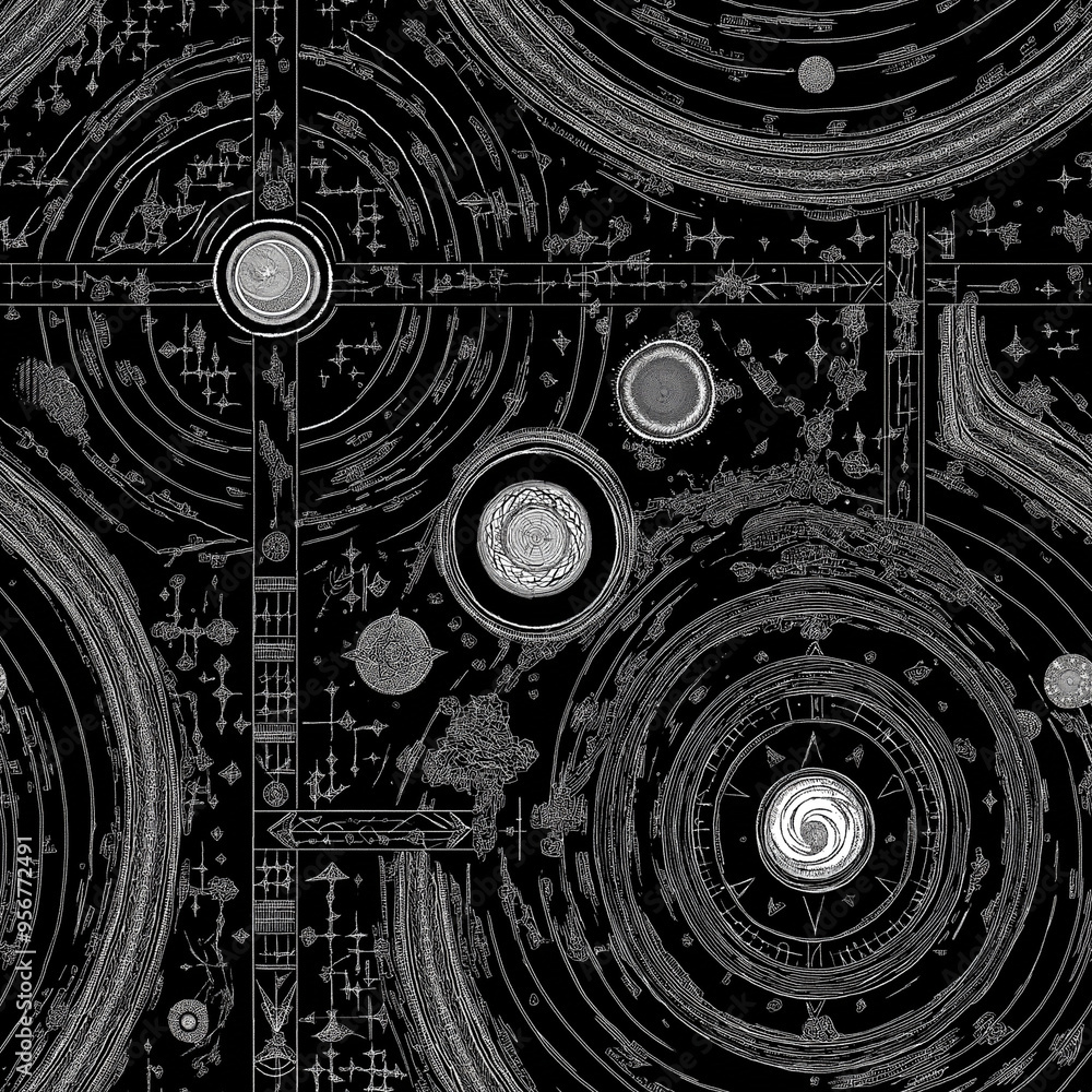 Obraz premium abstract technology background, seamless pattern, black and grey