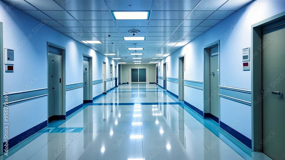 Empty Hospital Corridor with Chair. Empty Hospital Corridor with Chair.