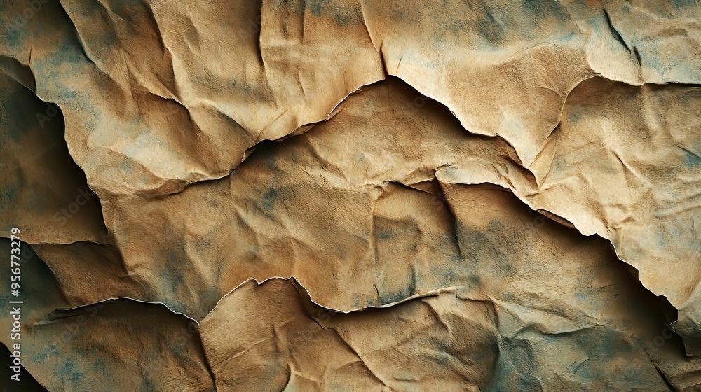 Close-up of Wrinkled and Stained Tan Leather Close-up of Wrinkled and Stained Tan Leather