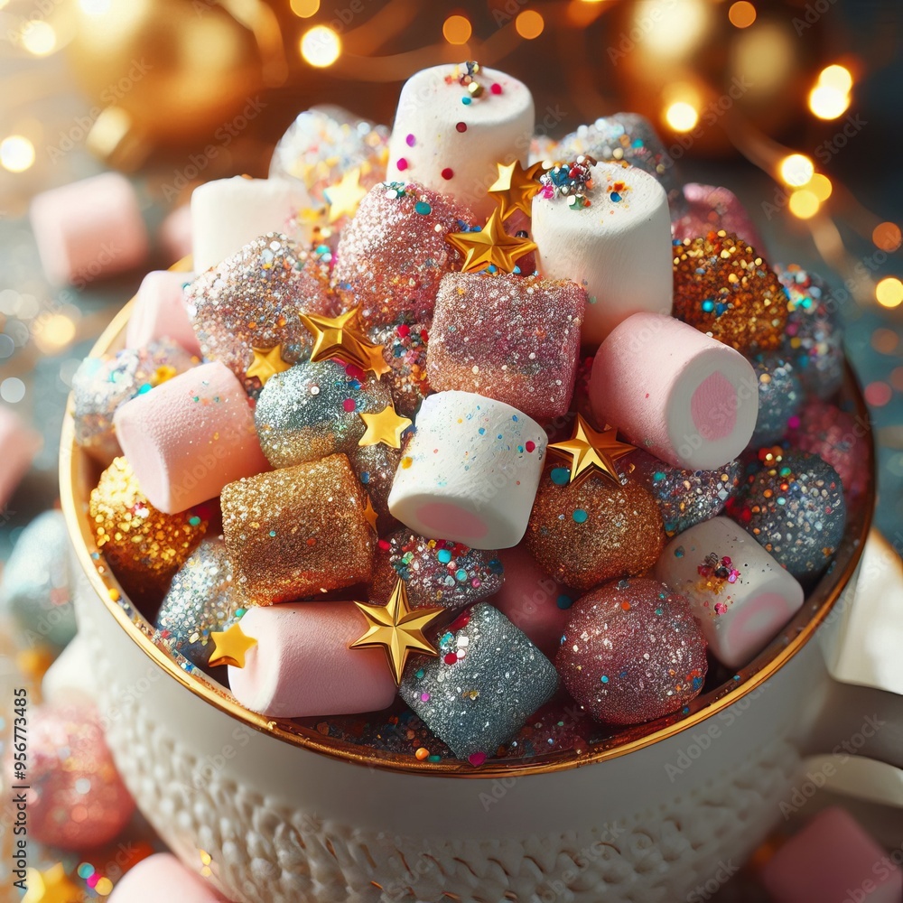 Obraz premium 129 36 Glitter Marshmallows marshmallows coated with edible glit