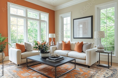 Modern interior design in transitional style, Ai generated