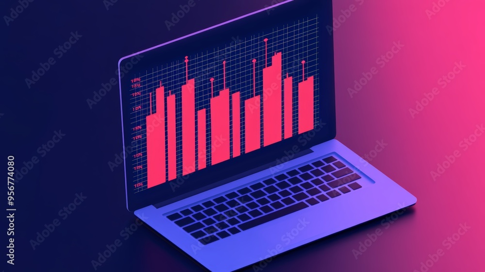 Open laptop displaying a digital business plan Open laptop displaying a digital business plan