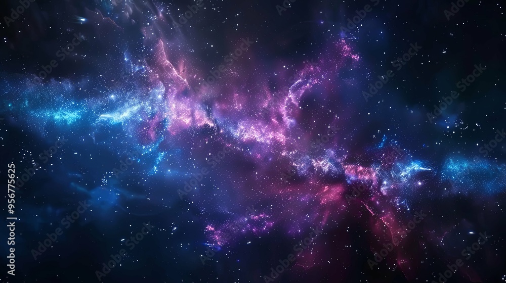 Cosmic Nebula with Glowing Stars and Swirling Gas Clouds Cosmic Nebula with Glowing Stars and Swirling Gas Clouds