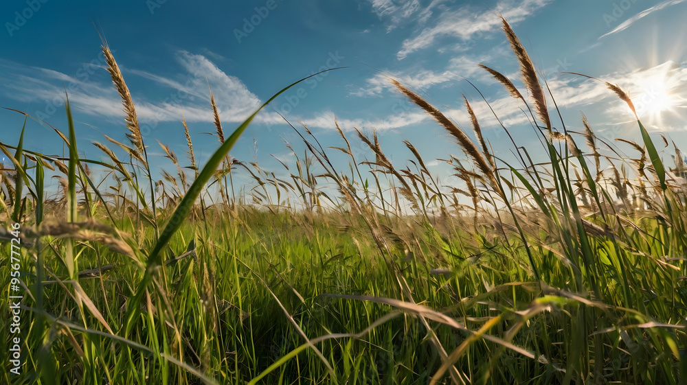 grass and sky, ai generated grass and sky, ai generated
