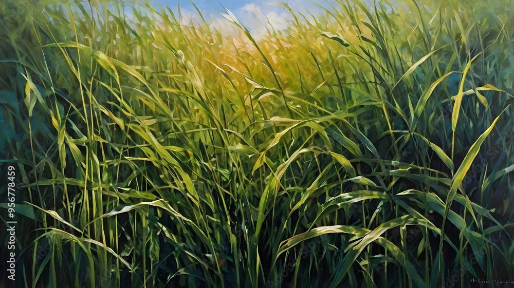 grass in the morning, ai generated grass in the morning, ai generated