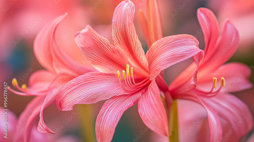 Close-up Pink Nerine flower From inside Close-up Pink Nerine flower From inside