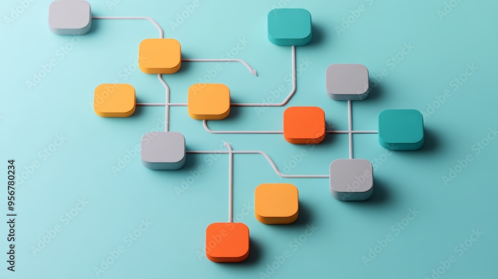 Business plan with a flowchart and key performance indicators Business plan with a flowchart and key performance indicators