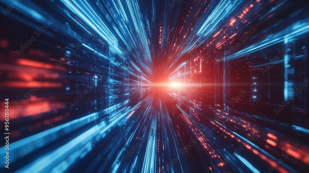 Motion with blue and red light rays abstract background in futuristic style Motion with blue and red light rays abstract background in futuristic style