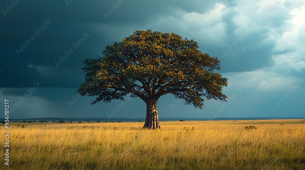 A lone tree stands tall in a grassy field beneath a dramatic sky, embodying solitude and strength. A lone tree stands tall in a grassy field beneath a dramatic sky, embodying solitude and strength.