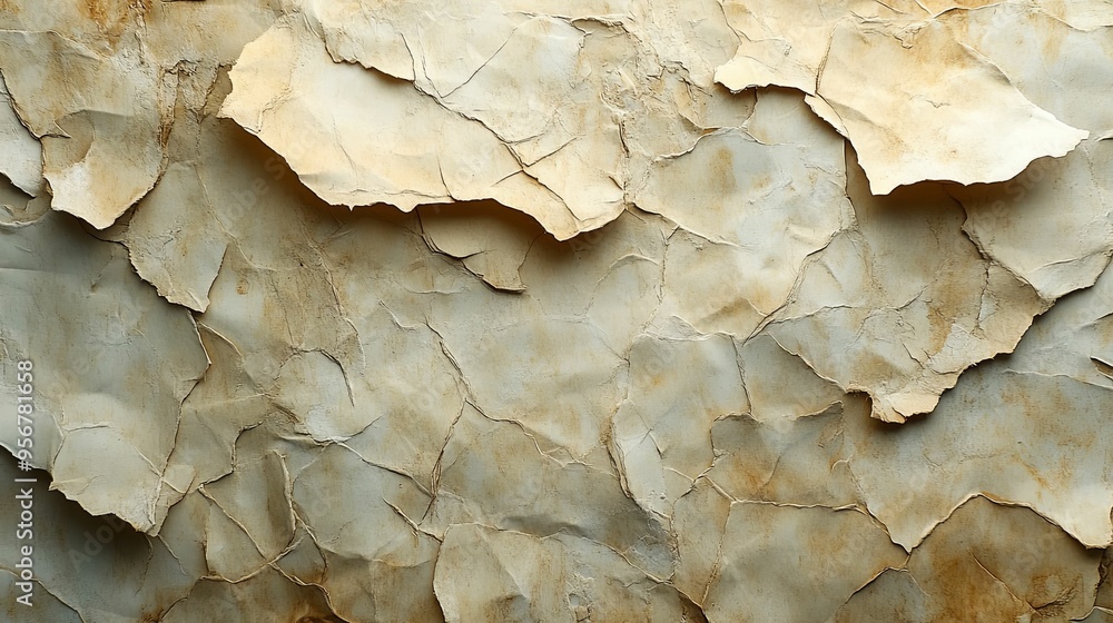 Close-up Texture of Worn, Crumpled, and Faded Paper Close-up Texture of Worn, Crumpled, and Faded Paper