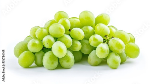 Emerald grapes on plain white.