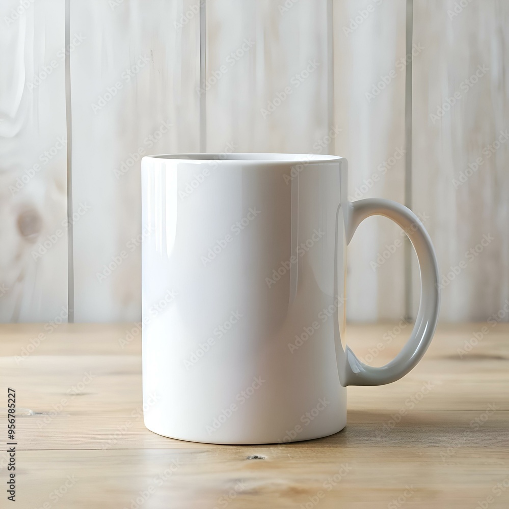Fototapeta premium A clean and simple white mug with a plain background. perfect for adding your own design or text.