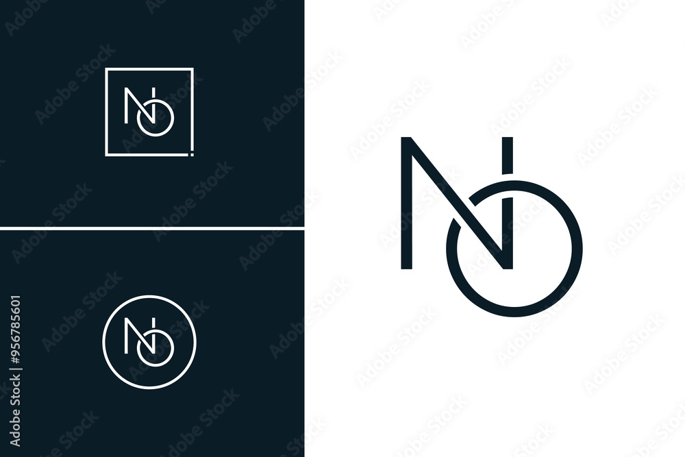 Vector Template for Initial Letter NO Logo - Elegant Monogram Logo for Alphabet N and O Vector Template for Initial Letter NO Logo - Elegant Monogram Logo for Alphabet N and O