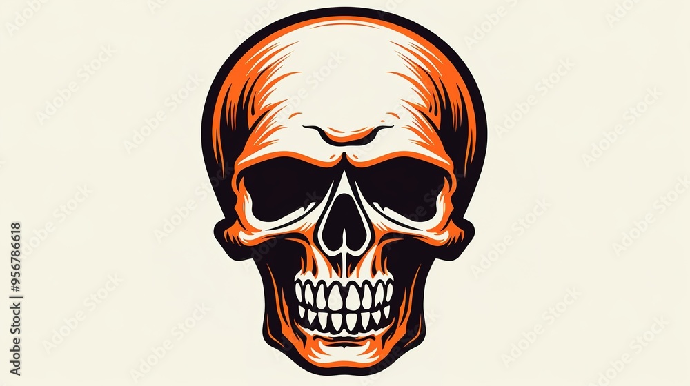 Black and white retro skull illustration on white background,generated with AI. Black and white retro skull illustration on white background,generated with AI.